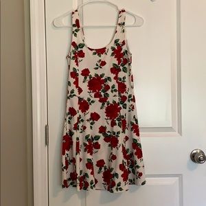 Red rose patterned dress
